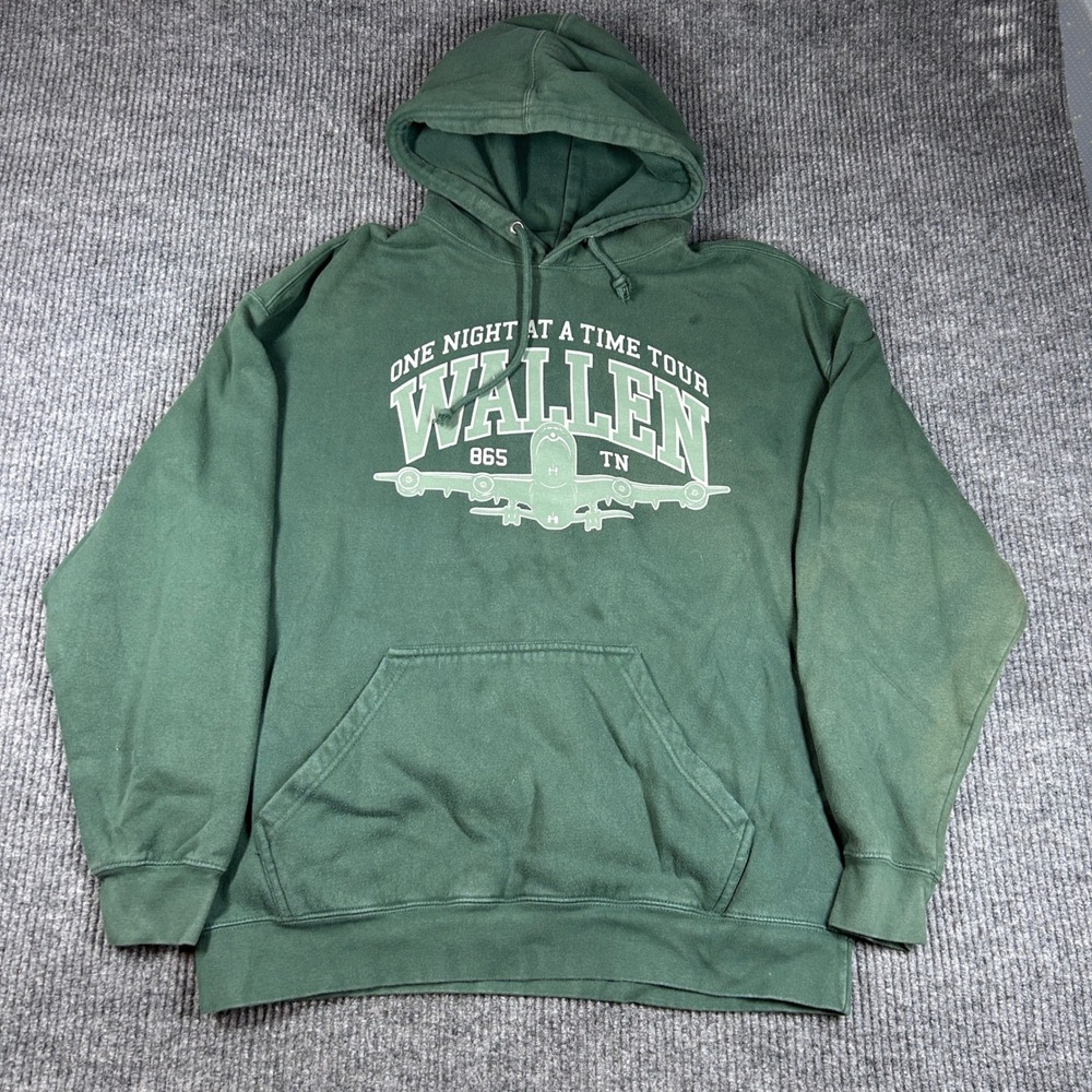 Morgan Wallen One Night At A Time World Tour Hoodie Mens L Green Concert 2023